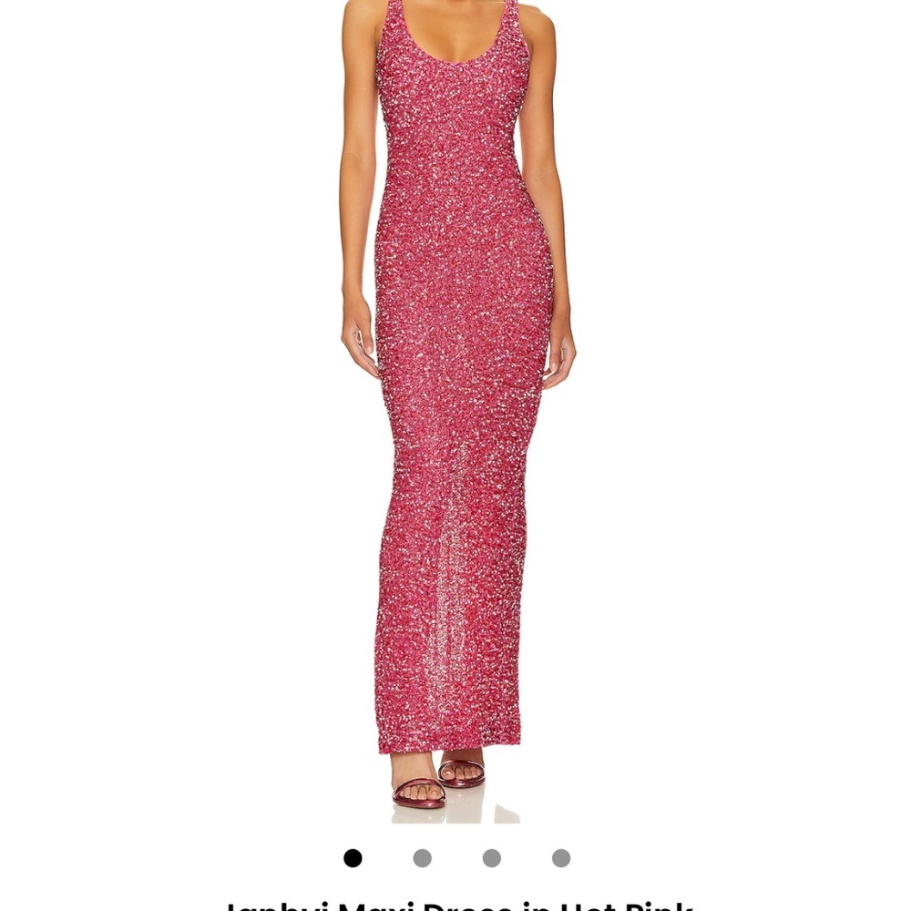 NBD Pink Silver Sequin Bodycon Maxi Dress